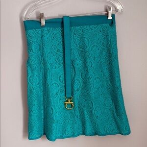 NWT Nanette Lepore Elegant Teal Lace Skirt
